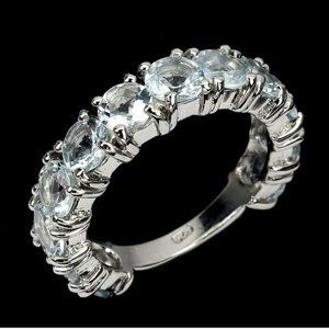 Aquamarine Mothers Ring, Gemstone Statement Ring, Birthstone Cocktail Ring